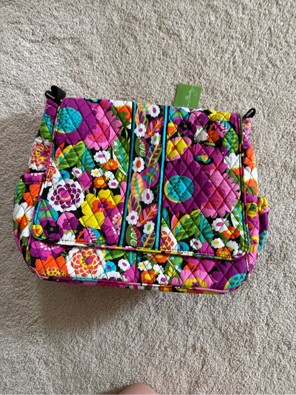 Vibrant Quilted Messenger Baby Bag - Va Va Bloom